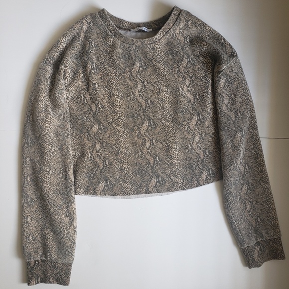 Zara Snake Print Cropped Sweatshirt - Picture 1 of 3